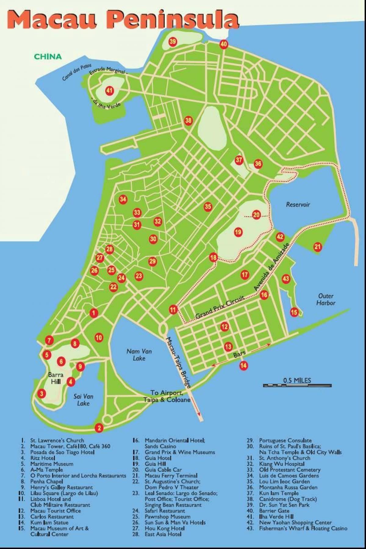 Macao turistikohteet kartta