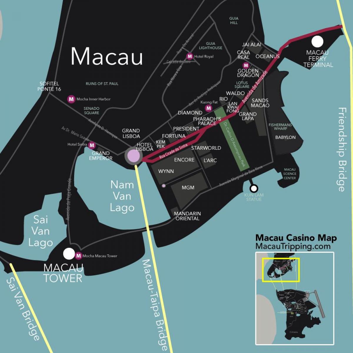kasinot Macao kartta